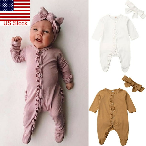 Newborn Kids Baby Boy Girl Infant Romper Jumpsuit Bodysuit Cotton Clothes Outfit